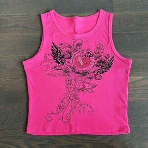 Hot Pink Graphic Tank Top